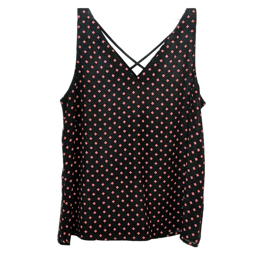 Express Shell Tank Red Print on Black Size S